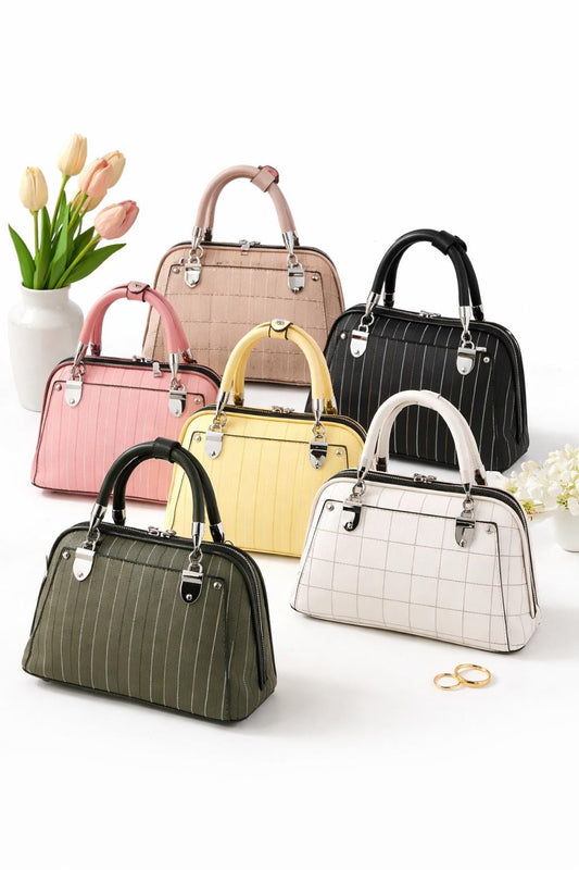 Structured Leather Mini Tote Bag, Top Handle Purse, Elegant Ladies Handbag
