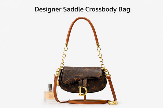 Designer Saddle Crossbody Bag for Women – Luxury Chain Shoulder Purse – Brown, White, Vanilla