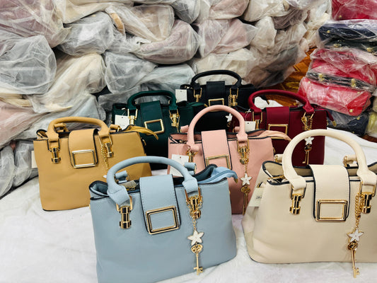 Women’s Structured Faux Leather Handbag – Designer Top Handle Purse Pakistan | Lace & Luxe