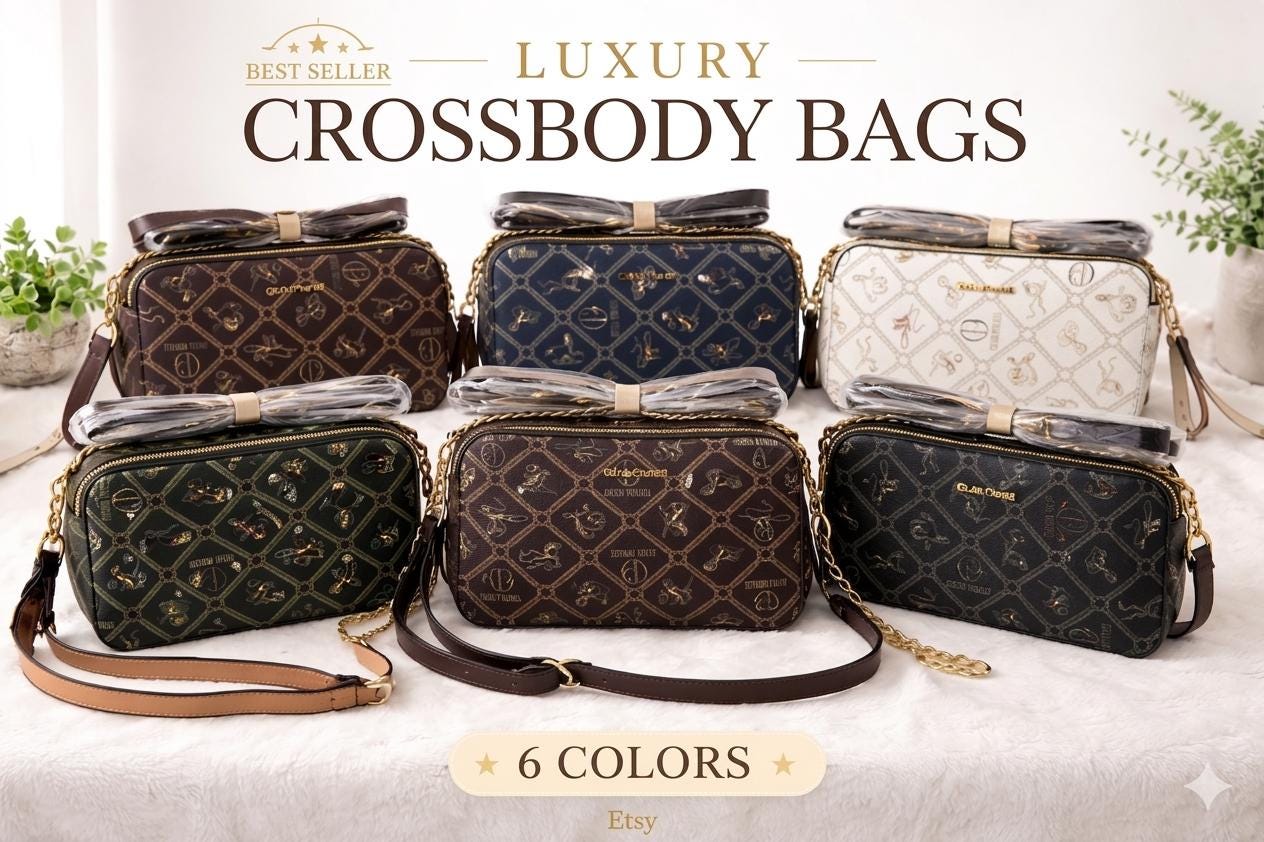 Crossbody Purse Women, Small Shoulder, Monogram Style, Everyday Luxury, Gift for Her