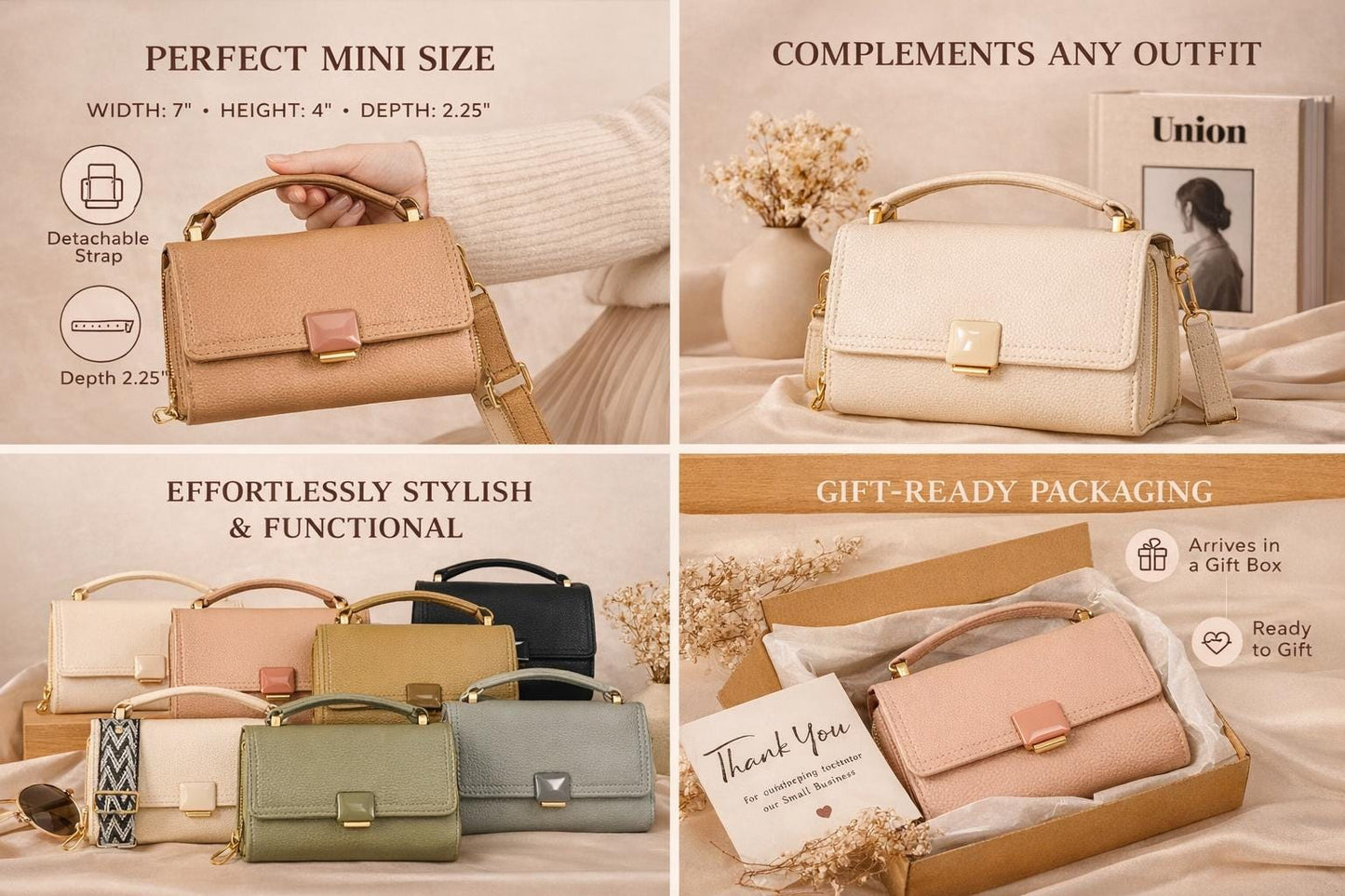 Crossbody Purse Women Pebbled Leather Handbag Structured Top Handle Designer Gift