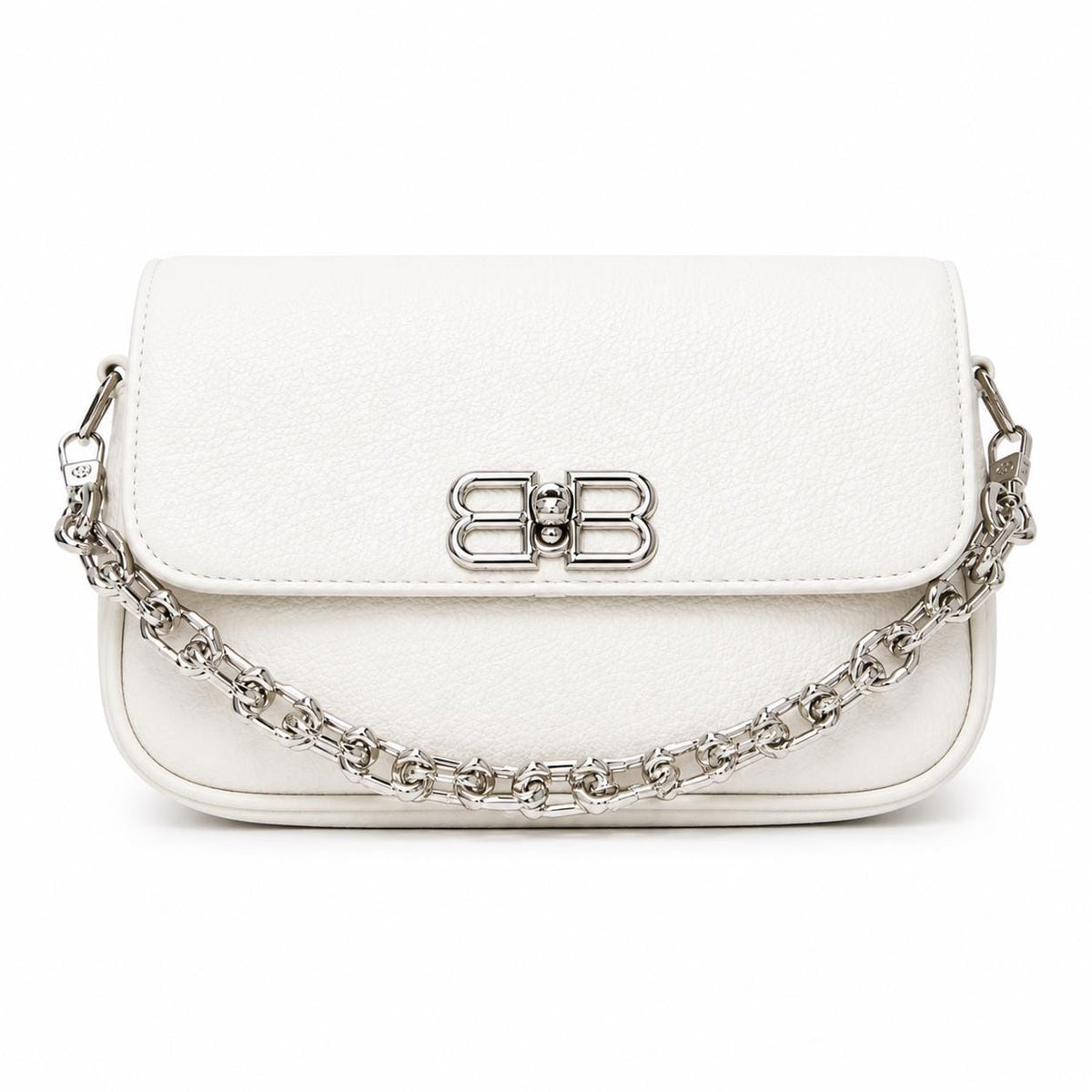Black leather shoulder bag for women with chain strap, mini flap design, designer style evening purse by Lace & Luxe