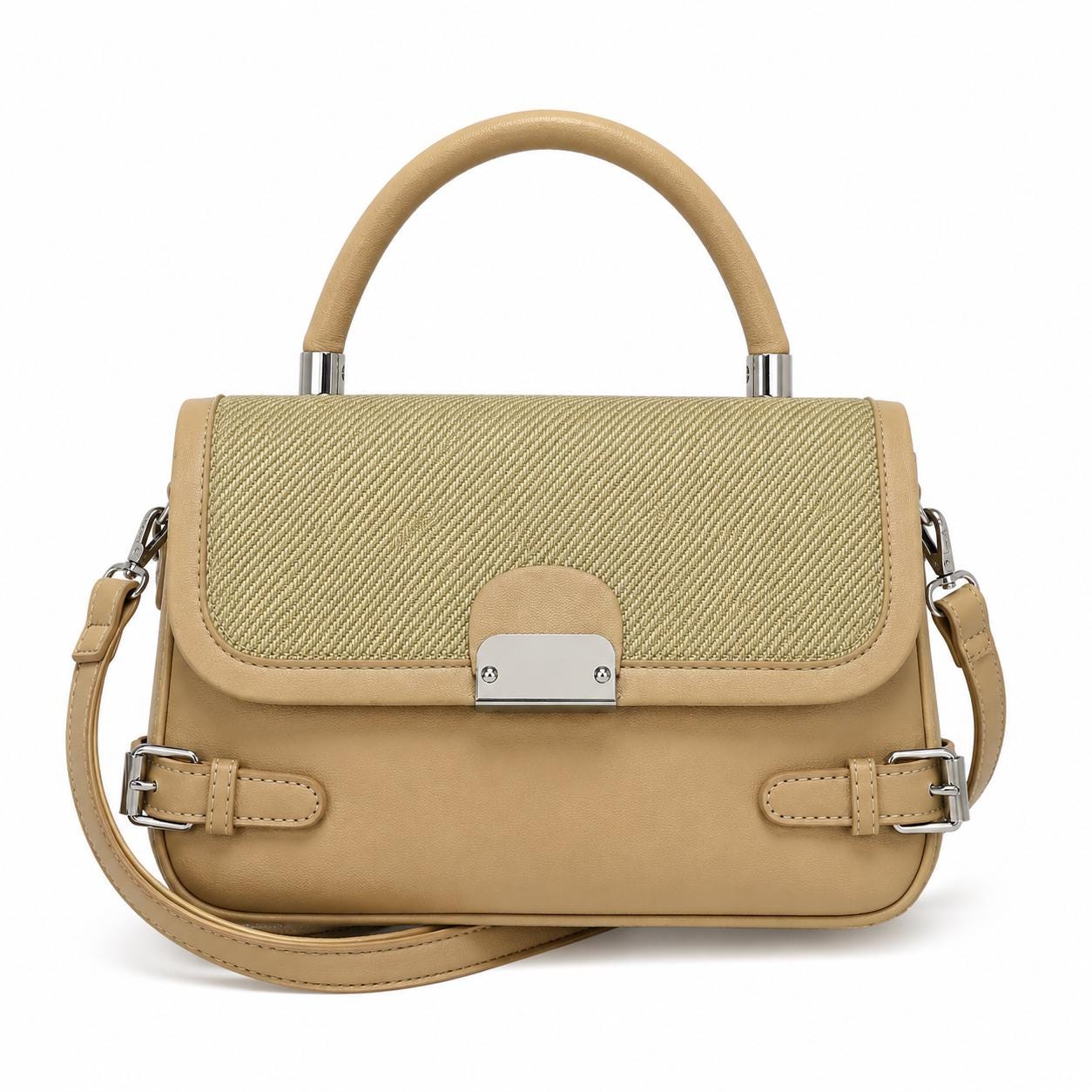 Crossbody Satchel, Two Tone Leather Boho Handbag