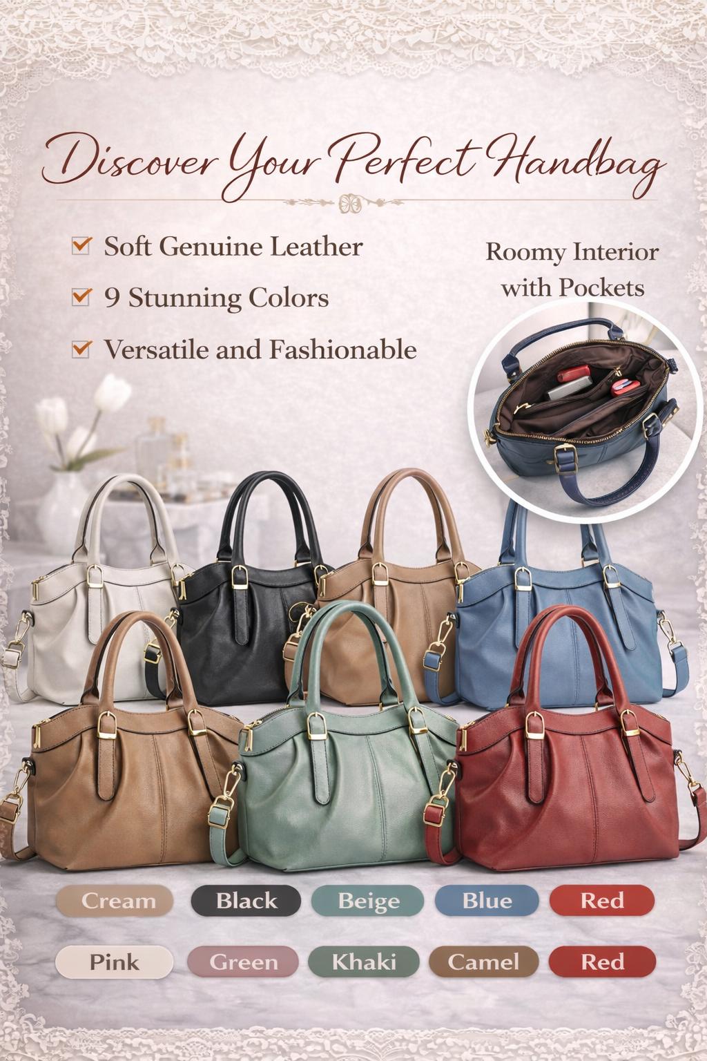 Genuine Leather Handbag | Everyday Shoulder Crossbody Bag