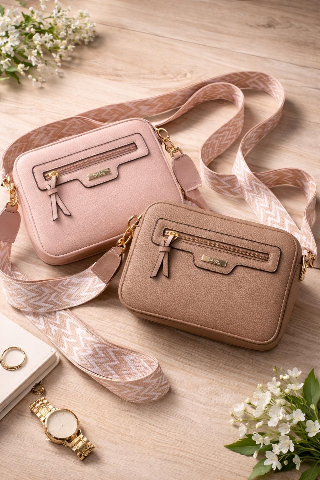 Crossbody Bags – Adjustable Chevron Strap, Small Fashion Handbags for Women