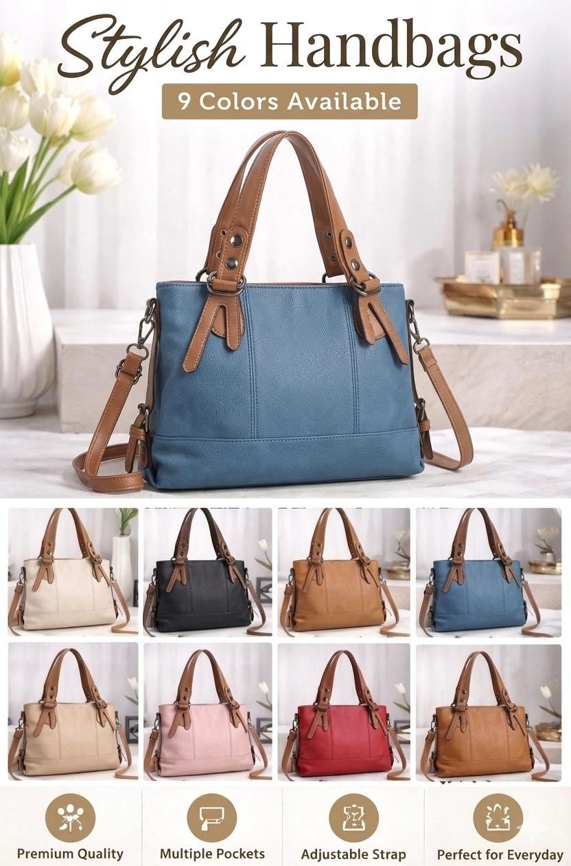 Genuine Leather Handbag | Everyday Shoulder Crossbody Bag