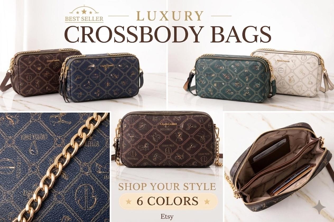 Crossbody Purse Women, Small Shoulder, Monogram Style, Everyday Luxury, Gift for Her