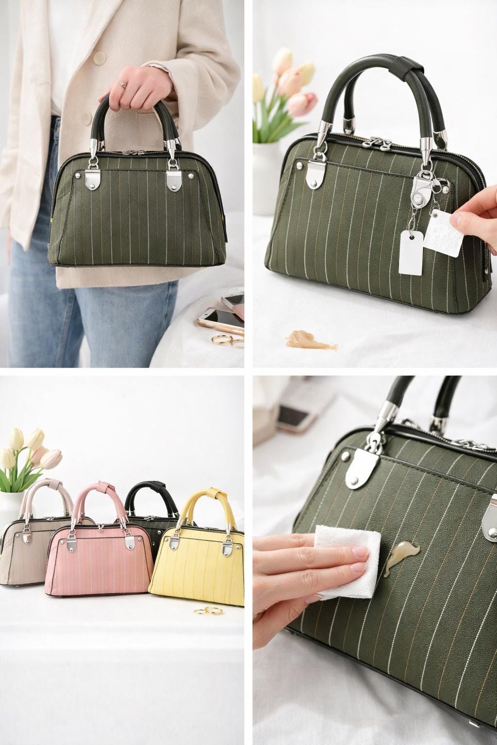 Structured Leather Mini Tote Bag, Top Handle Purse, Elegant Ladies Handbag