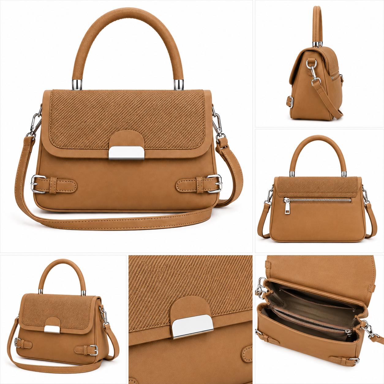 Crossbody Satchel, Two Tone Leather Boho Handbag