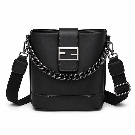 Genuine Leather Handbag | Everyday Shoulder Crossbody Bag Chic Chain Bucket Bag