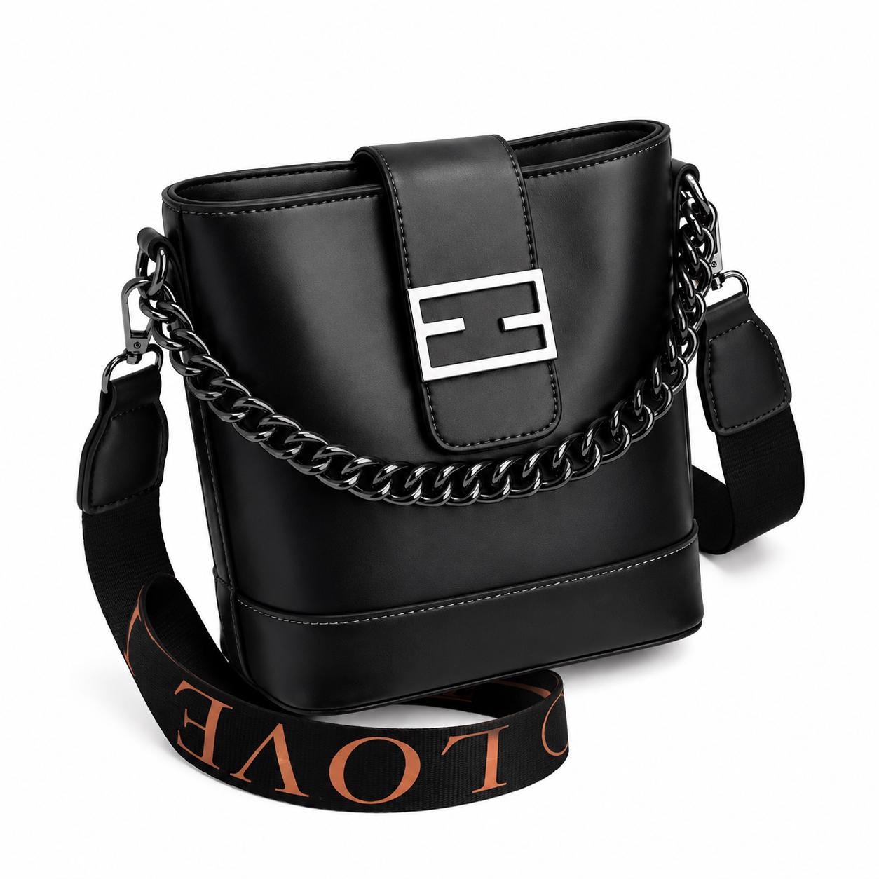 Genuine Leather Handbag | Everyday Shoulder Crossbody Bag Chic Chain Bucket Bag