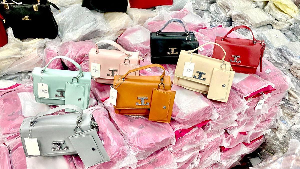 Lace & Luxe mini crossbody handbag for women with top handle, PU leather shoulder bag and matching wallet, stylish everyday fashion.