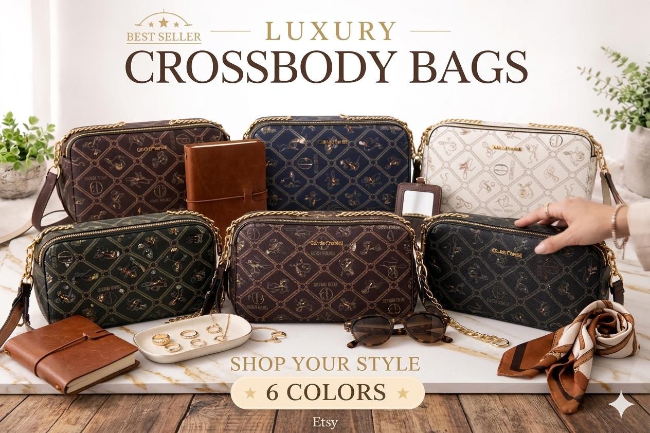 Crossbody Purse Women, Small Shoulder, Monogram Style, Everyday Luxury, Gift for Her