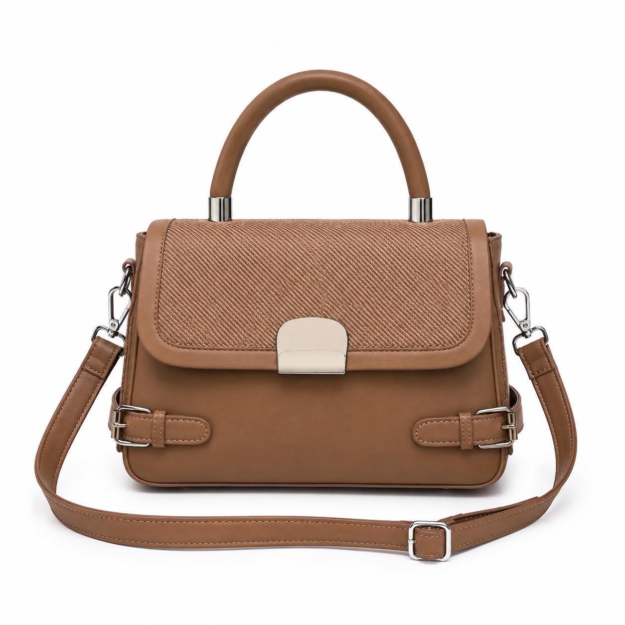 Crossbody Satchel, Two Tone Leather Boho Handbag
