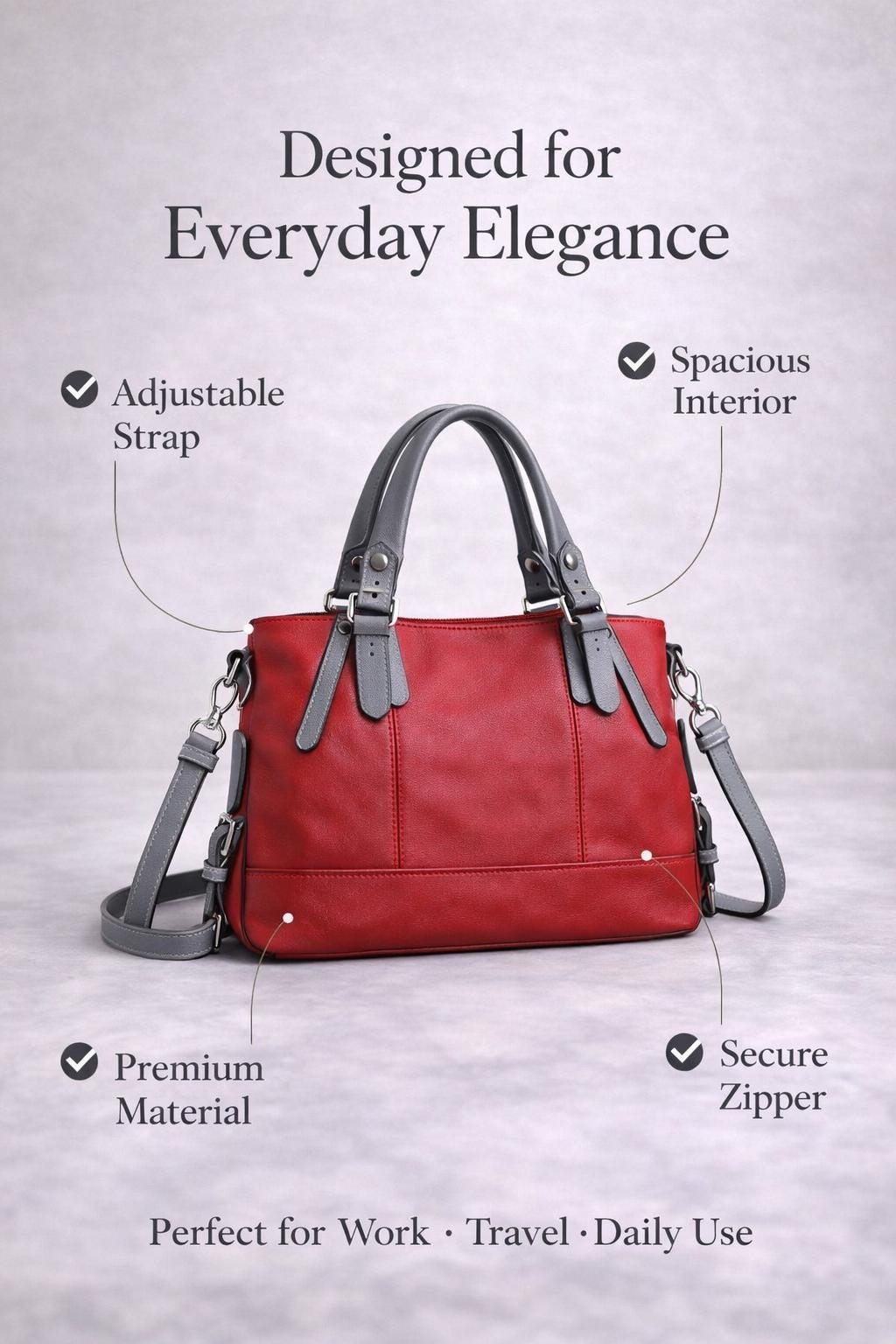 Genuine Leather Handbag | Everyday Shoulder Crossbody Bag