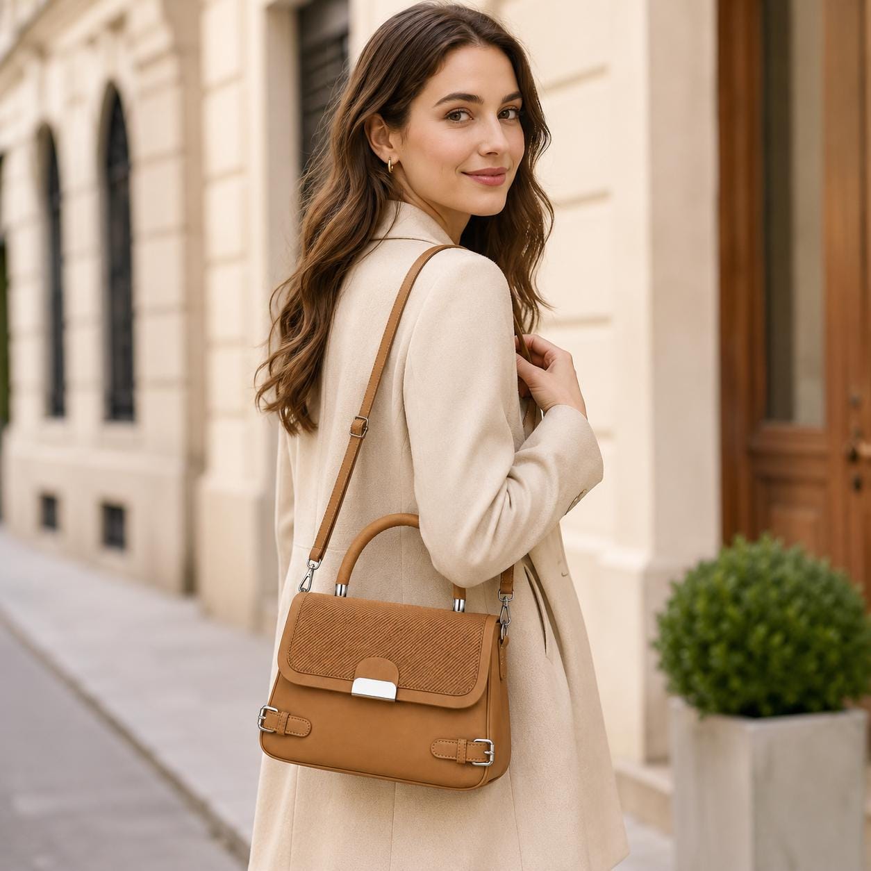 Crossbody Satchel, Two Tone Leather Boho Handbag