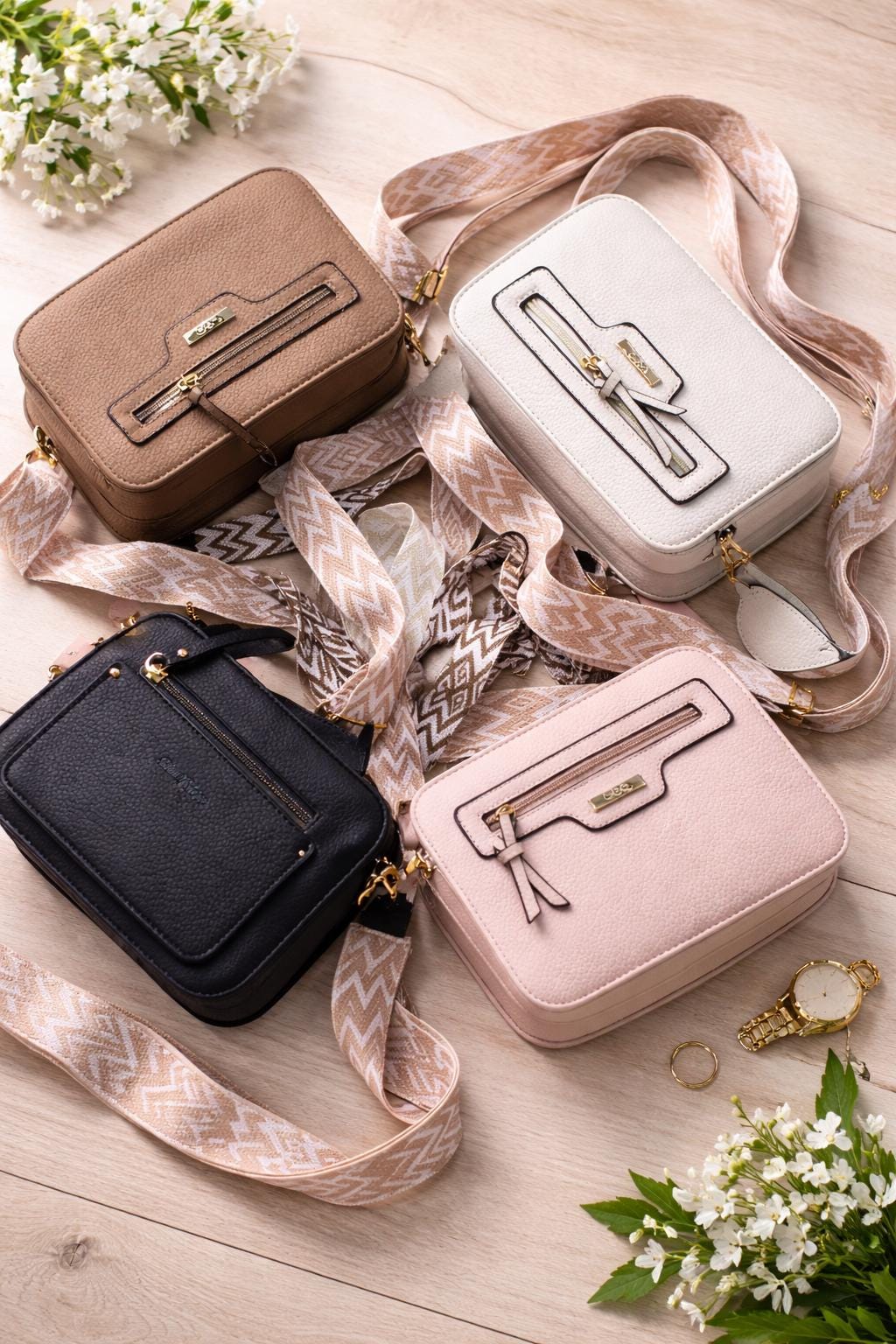 Crossbody Bags – Adjustable Chevron Strap, Small Fashion Handbags for Women