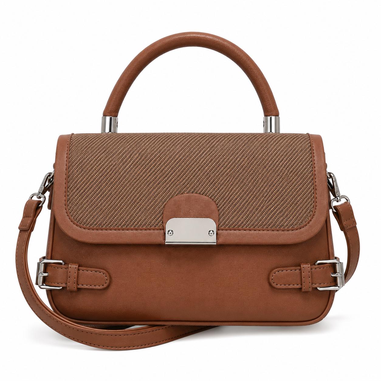 Crossbody Satchel, Two Tone Leather Boho Handbag
