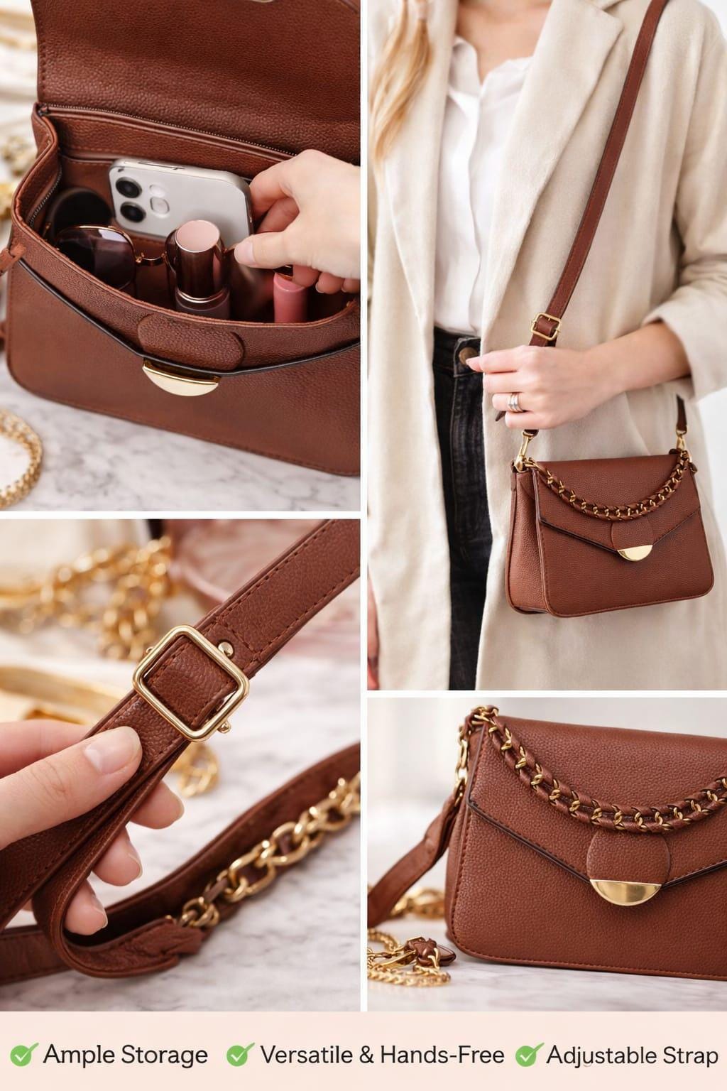 Leather Crossbody Bag | Textured Mini Shoulder Purse