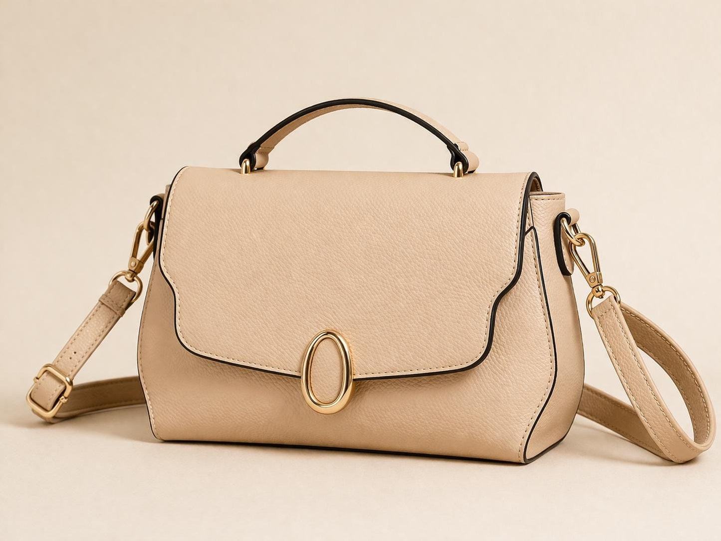 Leather Crossbody Bag – Minimalist Shoulder Purse with Multi-Compartment & Adjustable Strap