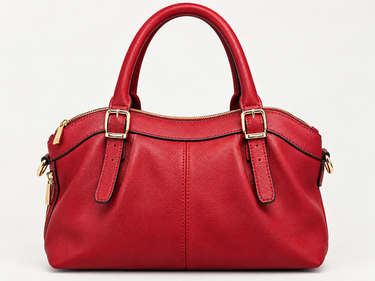 Leather Structured Top Handle Satchel Gold Hardware Bowling Bag