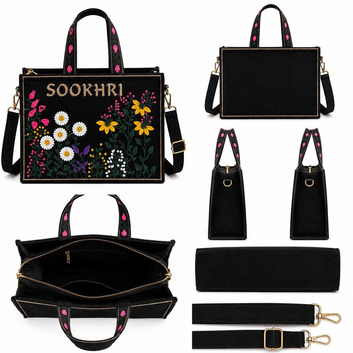 Gift for Her, Crossbody Purse, Daisy Print Bag, Embroidered Boho Canvas Tote