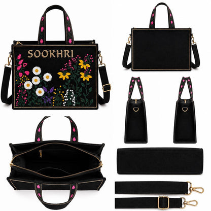 Gift for Her, Crossbody Purse, Daisy Print Bag, Embroidered Boho Canvas Tote