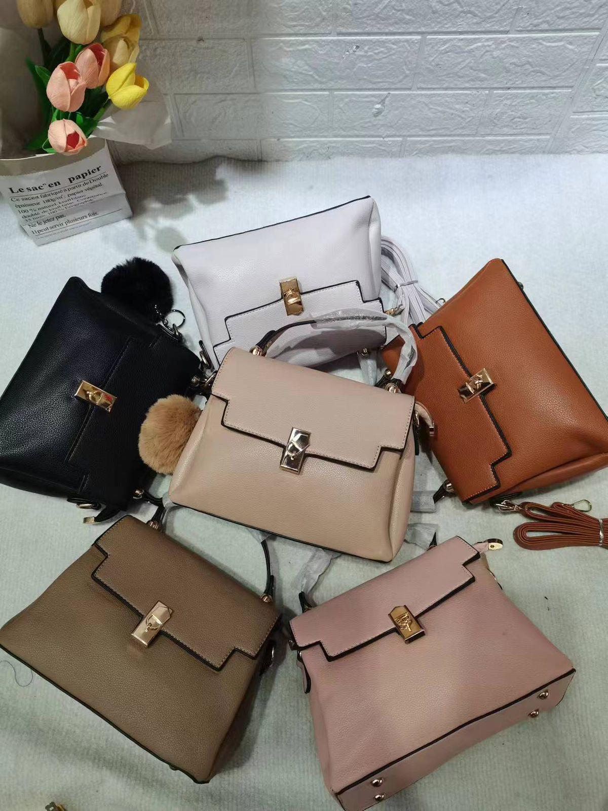 Structured Vegan Leather Crossbody Bag, Gold Twist Lock, Zigzag Trim (Multiple Colors)