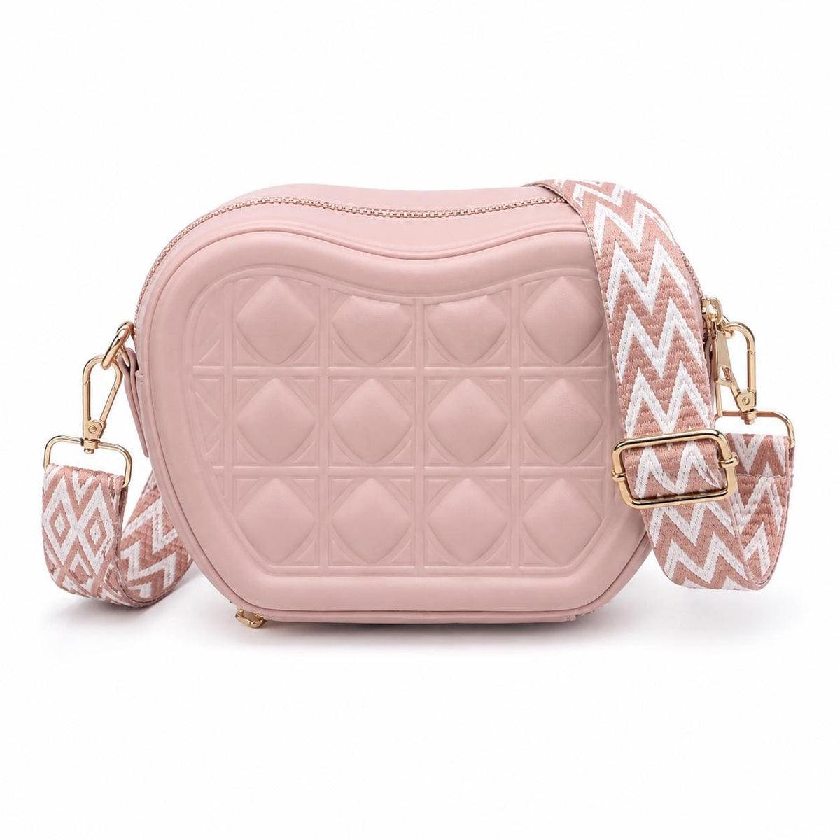 Quilted Heart Shape Crossbody Bag, Mini Purse with Wide Guitar Strap, Vegan Leather Handbag Y2K Trendy Bag, Gift for Her