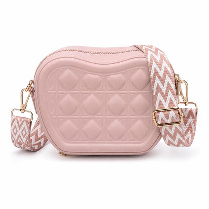 Quilted Heart Shape Crossbody Bag, Mini Purse with Wide Guitar Strap, Vegan Leather Handbag Y2K Trendy Bag, Gift for Her