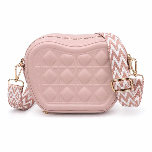 Quilted Heart Shape Crossbody Bag, Mini Purse with Wide Guitar Strap, Vegan Leather Handbag Y2K Trendy Bag, Gift for Her