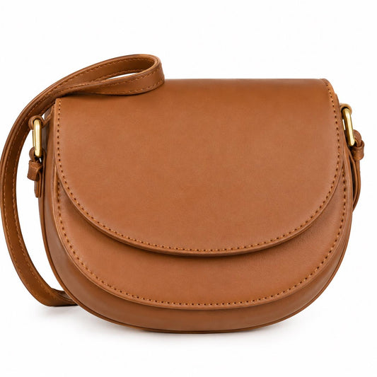 Leather Saddle Crossbody Bag | Half Moon Purse Black Brown | Vegan Leather Shoulder Bag Women | Minimalist Everyday Handbag Gift