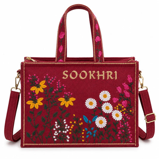 Gift for Her, Crossbody Purse, Daisy Print Bag, Embroidered Boho Canvas Tote