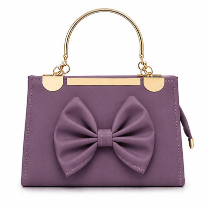 Emerald Green Bow Satchel | Structured Vegan Leather Handbag with Gold Hardware