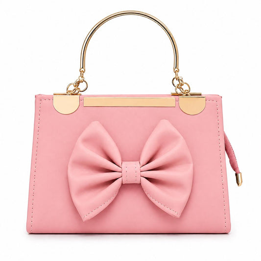 Emerald Green Bow Satchel | Structured Vegan Leather Handbag with Gold Hardware