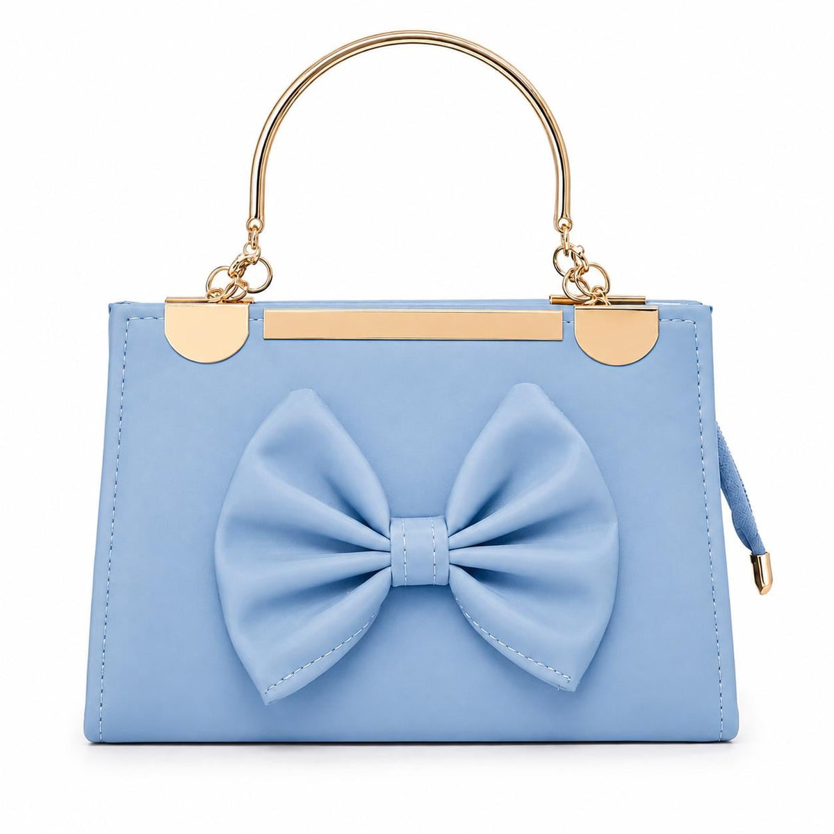Emerald Green Bow Satchel | Structured Vegan Leather Handbag with Gold Hardware