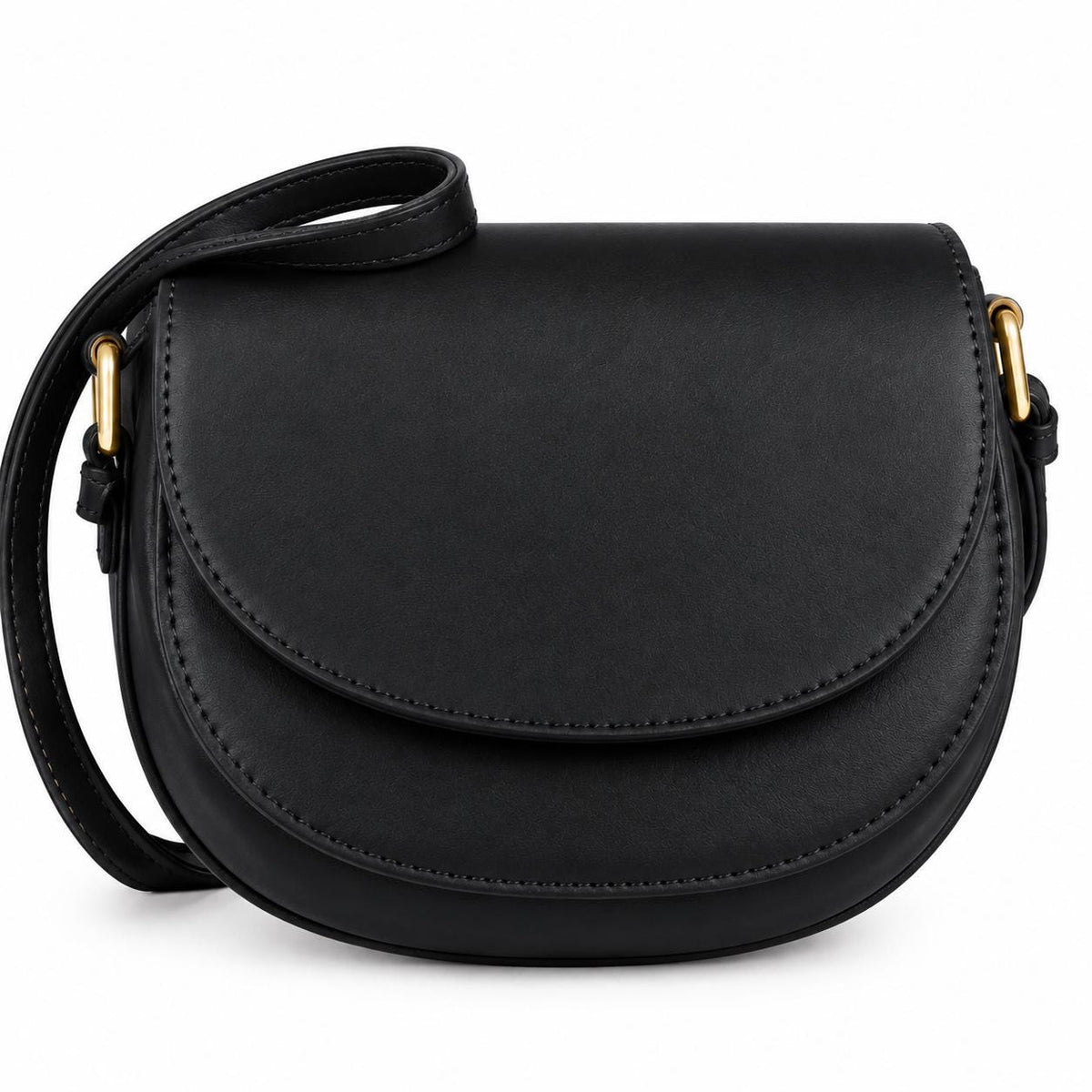 Leather Saddle Crossbody Bag | Half Moon Purse Black Brown | Vegan Leather Shoulder Bag Women | Minimalist Everyday Handbag Gift